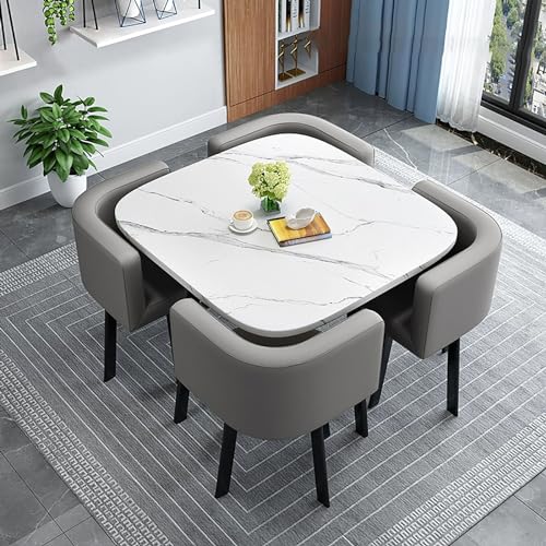 XDAWQP Kompaktes Esstisch-Set für 4 Personen – runder Küchentisch und Stühle, platzsparende Möbel für kleine Räume, perfekt für gemütliche Bereiche und kleine Wohnunge Style15 von XDAWQP