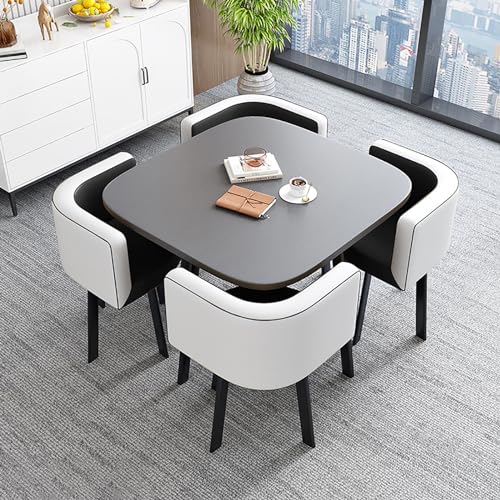 XDAWQP Kompaktes Esstisch-Set für 4 Personen – runder Küchentisch und Stühle, platzsparende Möbel für kleine Räume, perfekt für gemütliche Bereiche und kleine Wohnunge Style4 von XDAWQP