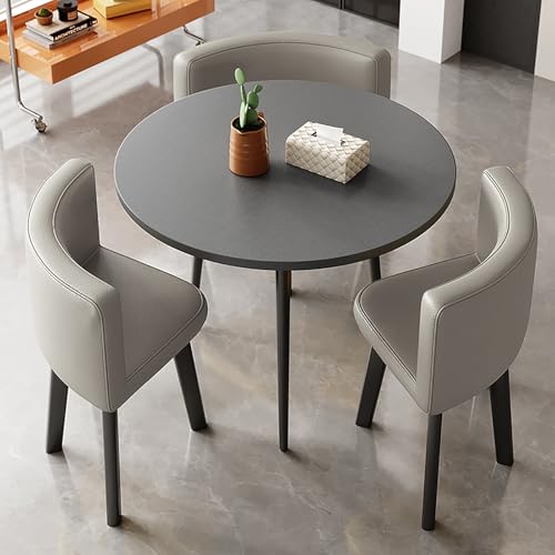 XDAWQP Kompaktes rundes Esszimmerset für DREI Personen, ideal für kleine Räume, perfekt für Zuhause, das Büro und Empfangsbereiche，Grey von XDAWQP