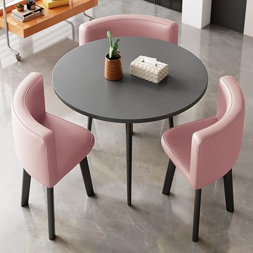 XDAWQP Kompaktes rundes Esszimmerset für DREI Personen, ideal für kleine Räume, perfekt für Zuhause, das Büro und Empfangsbereiche，Pink von XDAWQP