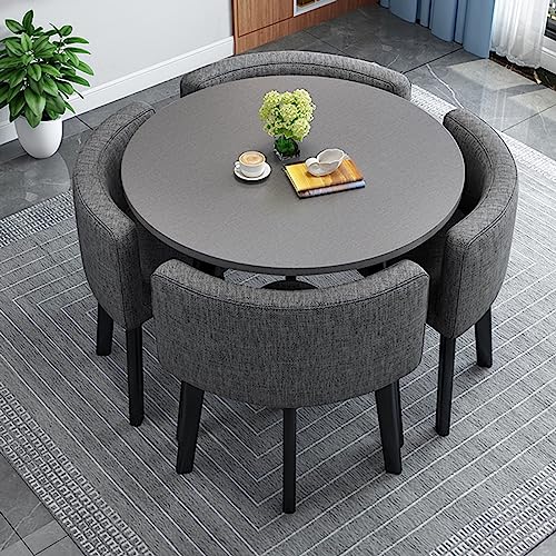 XDAWQP Kompaktes rundes Konferenztisch- und Stuhlset, platzsparende Besprechungsraummöbel, Büro-Empfangstisch für Unternehmen, stilvolles Design für kleine Räume，Dark Gray von XDAWQP