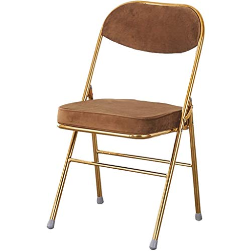 XDAWQP Luxuriöser, Faltbarer Flanell-Innenstuhl mit verdickter Rückenlehne und Kissen. Tragbarer Besucher-/Empfangsstuhl für Wohnzimmer und Restaurant. Tragkraft 150 k，Brown 84 * 38 * 46cm von XDAWQP