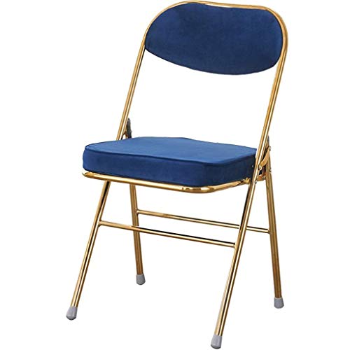 XDAWQP Luxuriöser, Faltbarer Flanell-Innenstuhl mit verdickter Rückenlehne und Kissen. Tragbarer Besucher-/Empfangsstuhl für Wohnzimmer und Restaurant. Tragkraft 150 k，Dark Blue 84 * 38 * 46cm von XDAWQP