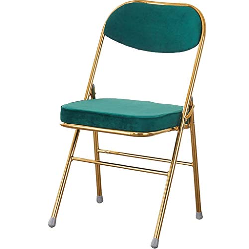 XDAWQP Luxuriöser, Faltbarer Flanell-Innenstuhl mit verdickter Rückenlehne und Kissen. Tragbarer Besucher-/Empfangsstuhl für Wohnzimmer und Restaurant. Tragkraft 150 k，Green 84 * 38 * 46cm von XDAWQP