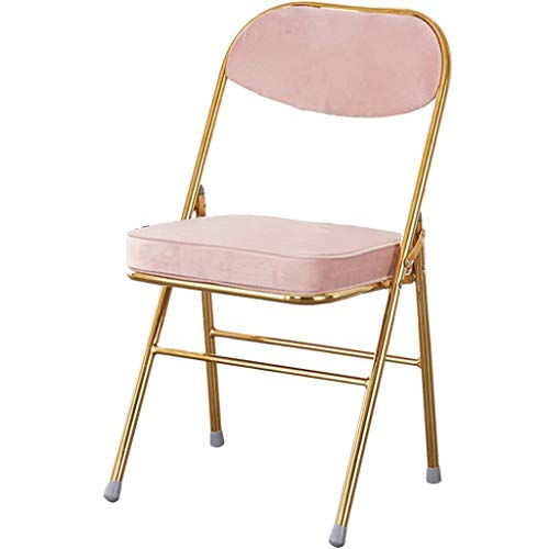 XDAWQP Luxuriöser, Faltbarer Flanell-Innenstuhl mit verdickter Rückenlehne und Kissen. Tragbarer Besucher-/Empfangsstuhl für Wohnzimmer und Restaurant. Tragkraft 150 k，Pink 84 * 38 * 46cm von XDAWQP