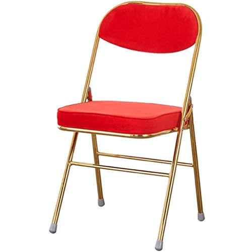 XDAWQP Luxuriöser, Faltbarer Flanell-Innenstuhl mit verdickter Rückenlehne und Kissen. Tragbarer Besucher-/Empfangsstuhl für Wohnzimmer und Restaurant. Tragkraft 150 k，Red 84 * 38 * 46cm von XDAWQP