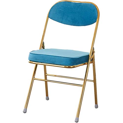 XDAWQP Luxuriöser, Faltbarer Flanell-Innenstuhl mit verdickter Rückenlehne und Kissen. Tragbarer Besucher-/Empfangsstuhl für Wohnzimmer und Restaurant. Tragkraft 150 k，Sky Blue 84 * 38 * 46cm von XDAWQP