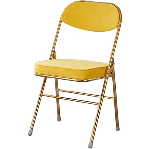 XDAWQP Luxuriöser, Faltbarer Flanell-Innenstuhl mit verdickter Rückenlehne und Kissen. Tragbarer Besucher-/Empfangsstuhl für Wohnzimmer und Restaurant. Tragkraft 150 k，Yellow 84 * 38 * 46cm von XDAWQP