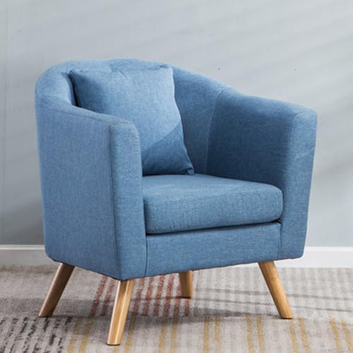 XDAWQP Mid-Century Modern Akzentstuhl mit Kissen, Beine aus Massivholz, Bequeme Wohnzimmermöbel für Schlafzimmer, Apartment, Studio, Büro, Wartezimmer, Farbe: Blau von XDAWQP