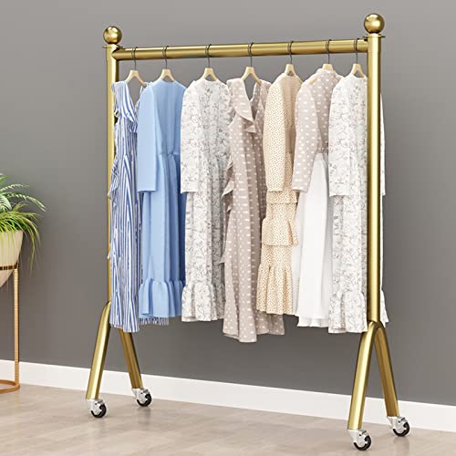 XDAWQP Moderne, Einfache, Robuste Kleiderständer Aus Metall Mit Rollen, Bodenstehende Kleiderbügel Mit Einer Stange, Boutique-Kleiderständer, Gold (Al 80 X H 155 cm) von XDAWQP