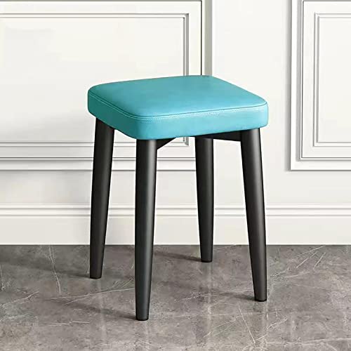 XDAWQP Moderne, stapelbare, quadratische Hocker aus Kunstleder mit gepolsterter Sitzfläche für Küche, Wohnzimmer, Klassenzimmer, Schminktisch und Thekenbar，Bleu 30x30x45cm(12x12x18 von XDAWQP
