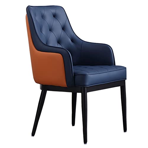 XDAWQP Moderne Wohn-/Esszimmerstühle, Moderne Küchenstühle aus Nappa-PU-Leder mit hoher Rückenlehne, gepolsterter weicher Sitzfläche und Füßen aus A3-Kohlenstoffstahl，Blue One Size von XDAWQP