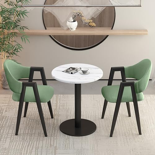 XDAWQP Moderner Clubtisch für den Empfangsraum im Büro, 3-teiliges Esszimmerset mit 2 gepolsterten PU-Stühlen, rundes Esstischset für kleine Konferenzräume oder Küchen，Cloth Style 10 28x28x71cm von XDAWQP