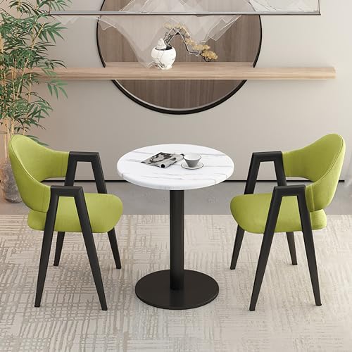 XDAWQP Moderner Clubtisch für den Empfangsraum im Büro, 3-teiliges Esszimmerset mit 2 gepolsterten PU-Stühlen, rundes Esstischset für kleine Konferenzräume oder Küchen，Cloth Style 8 28x28x71cm von XDAWQP