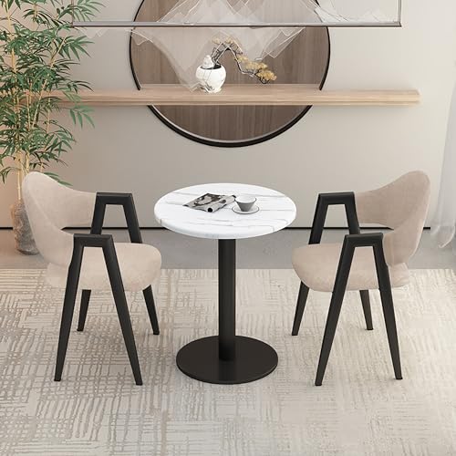 XDAWQP Moderner Clubtisch für den Empfangsraum im Büro, 3-teiliges Esszimmerset mit 2 gepolsterten PU-Stühlen, rundes Esstischset für kleine Konferenzräume oder Küchen，Leather Style 1 28x28x71cm von XDAWQP