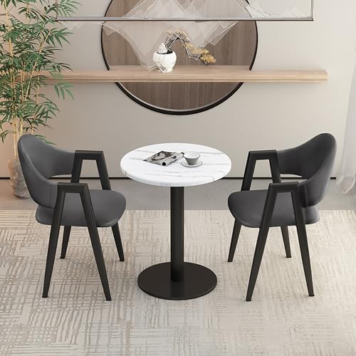 XDAWQP Moderner Clubtisch für den Empfangsraum im Büro, 3-teiliges Esszimmerset mit 2 gepolsterten PU-Stühlen, rundes Esstischset für kleine Konferenzräume oder Küchen，Leather Style 8 28x28x71cm von XDAWQP