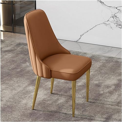 XDAWQP Moderner Esszimmerstuhl aus PU-Leder mit goldenen Metallbeinen, Mid-Century-Design für Küche und Wohnzimmer，Brown von XDAWQP
