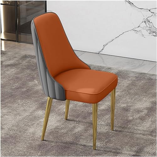 XDAWQP Moderner Esszimmerstuhl aus PU-Leder mit goldenen Metallbeinen, Mid-Century-Design für Küche und Wohnzimmer，Orange +Grey von XDAWQP