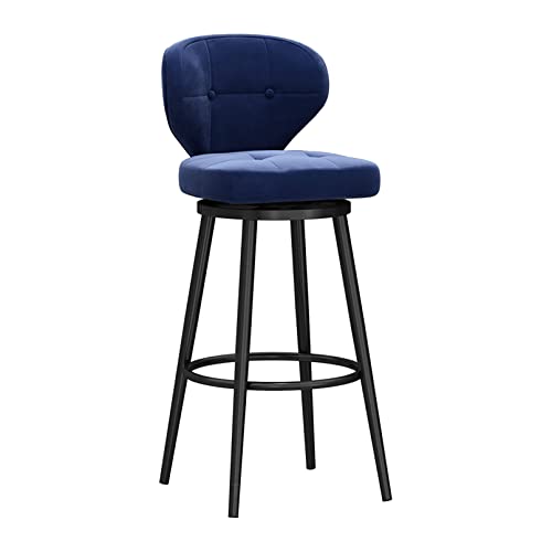 XDAWQP Moderner drehbarer Barhocker aus Samt mit niedriger Rückenlehne, Thekenhöhe, Stuhl für Kücheninsel, Beine aus schwarzem Metall, elegante gepolsterte Sitzfläche, blau 1 Stück, Höhe: 75 cm von XDAWQP