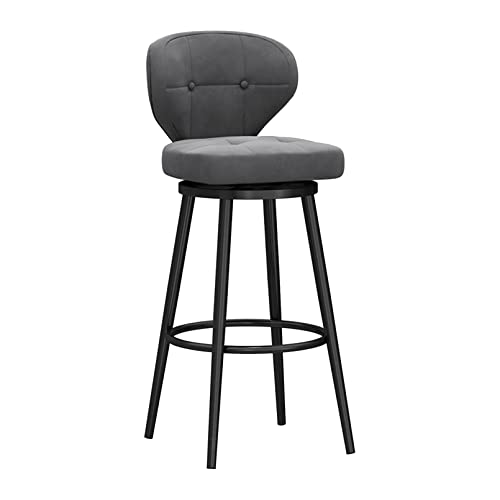 XDAWQP Moderner drehbarer Barhocker aus Samt mit niedriger Rückenlehne, Thekenhöhe, Stuhl für Kücheninsel, Beine aus schwarzem Metall, elegante gepolsterte Sitzfläche, grau 1 Stück, Höhe: 75 cm von XDAWQP
