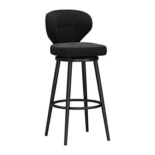 XDAWQP Moderner drehbarer Barhocker aus Samt mit niedriger Rückenlehne, Thekenhöhe, Stuhl für Kücheninsel, Beine aus schwarzem Metall, elegante gepolsterte Sitzfläche, schwarz 1 Stück, Höhe: 75 cm von XDAWQP
