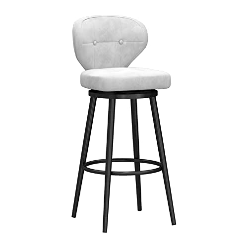 XDAWQP Moderner drehbarer Barhocker aus Samt mit niedriger Rückenlehne, Thekenhöhe, Stuhl für Kücheninsel, Beine aus schwarzem Metall, elegante gepolsterte Sitzfläche, weiß 1 Stück, Höhe: 75 cm von XDAWQP