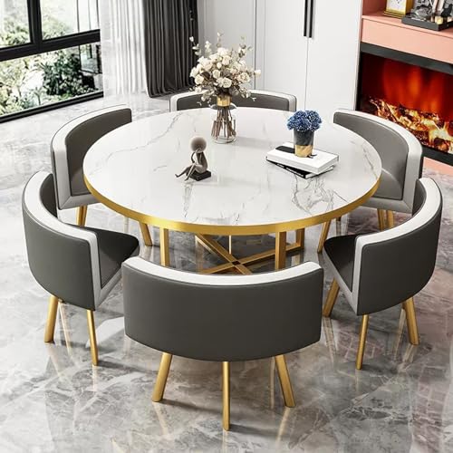 XDAWQP Modernes Büro-Empfangsraum-Clubtisch- und Stuhlset für kleine Konferenzverhandlungen oder Esszimmer, inklusive 6 Stühlen und Tisch,Leatherdark Gray XDAWQP Modernes Büro-Empfangsraum-Clubtisch- und Stuhlset für kleine Konferenzverhandlungen oder Esszimmer, inklusive 6 Stühlen und Tisch,Leatherdark Gray von XDAWQP