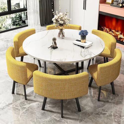 XDAWQP Modernes Büro-Empfangsraum-Clubtisch- und Stuhlset für kleine Konferenzverhandlungen oder Esszimmer, inklusive 6 Stühlen und Tisch,Linenkhaki XDAWQP Modernes Büro-Empfangsraum-Clubtisch- und Stuhlset für kleine Konferenzverhandlungen oder Esszimmer, inklusive 6 Stühlen und Tisch,Linenkhaki von XDAWQP