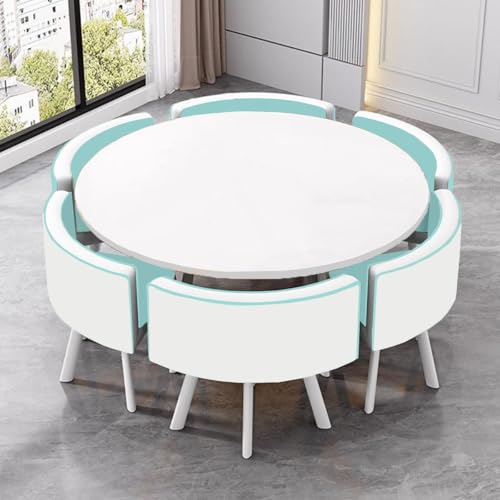 XDAWQP Modernes Esstisch-Set mit 6 Stühlen, MDF-Schreibtischplatte, einfache Montage, perfekt für Empfang, Konferenz, Küche und Büro,3 One Size XDAWQP Modernes Esstisch-Set mit 6 Stühlen, MDF-Schreibtischplatte, einfache Montage, perfekt für Empfang, Konferenz, Küche und Büro,3 One Size von XDAWQP