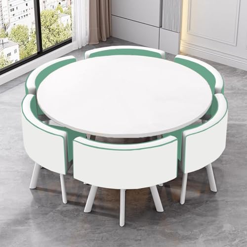 XDAWQP Modernes Esstisch-Set mit 6 Stühlen, MDF-Schreibtischplatte, einfache Montage, perfekt für Empfang, Konferenz, Küche und Büro,6 One Size XDAWQP Modernes Esstisch-Set mit 6 Stühlen, MDF-Schreibtischplatte, einfache Montage, perfekt für Empfang, Konferenz, Küche und Büro,6 One Size von XDAWQP