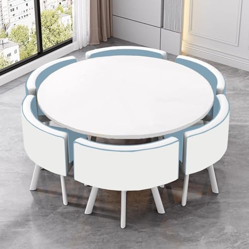 XDAWQP Modernes Esstisch-Set mit 6 Stühlen, MDF-Schreibtischplatte, einfache Montage, perfekt für Empfang, Konferenz, Küche und Büro,7 One Size XDAWQP Modernes Esstisch-Set mit 6 Stühlen, MDF-Schreibtischplatte, einfache Montage, perfekt für Empfang, Konferenz, Küche und Büro,7 One Size von XDAWQP
