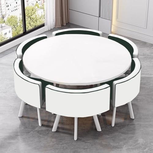 XDAWQP Modernes Esstisch-Set mit 6 Stühlen, MDF-Schreibtischplatte, einfache Montage, perfekt für Empfang, Konferenz, Küche und Büro，Dark Green One Size von XDAWQP