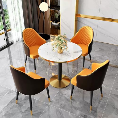 XDAWQP Modernes Konferenzraum-Set mit Tisch und Stühlen, Büro-Empfangsmöbel mit Verhandlungstisch und Stuhl, Kaffee-/Küchen-ESS-Set für das Wohnzimmer，Dark Brown+orange 32 von XDAWQP