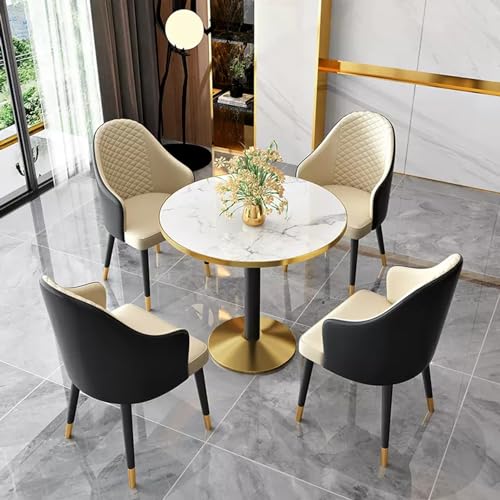 XDAWQP Modernes Konferenzraum-Set mit Tisch und Stühlen, Büro-Empfangsmöbel mit Verhandlungstisch und Stuhl, Kaffee-/Küchen-ESS-Set für das Wohnzimmer，Dark Gray+beige a 32 von XDAWQP