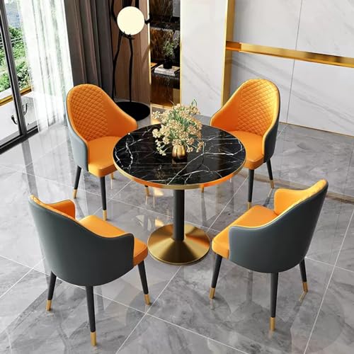 XDAWQP Modernes Konferenzraum-Set mit Tisch und Stühlen, Büro-Empfangsmöbel mit Verhandlungstisch und Stuhl, Kaffee-/Küchen-ESS-Set für das Wohnzimmer，Dark Gray+orange B 32 von XDAWQP