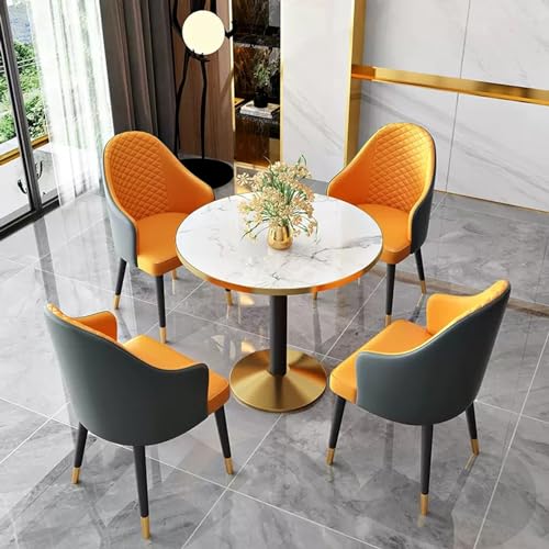 XDAWQP Modernes Konferenzraum-Set mit Tisch und Stühlen, Büro-Empfangsmöbel mit Verhandlungstisch und Stuhl, Kaffee-/Küchen-ESS-Set für das Wohnzimmer，Dark Gray+orange a 32 von XDAWQP