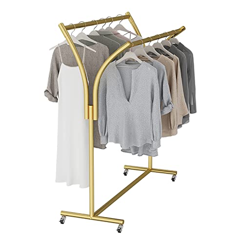 XDAWQP Robuster Kleiderbügel Aus Metall Mit Rollen, Vollbeweglich, Stilvolles Und Multifunktionales Kleideraufbewahrungsgestell, Kleiderbügel Für Den Haushalt (A 150X150Cm) von XDAWQP