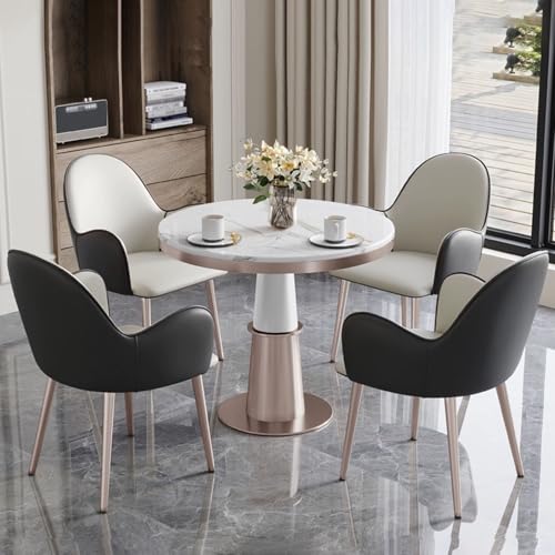 XDAWQP Runder Empfangstisch und Stuhlset für kleine Konferenzräume, 80 cm großer Couchtisch mit 4 Stühlen für die Lounge in Hellgrau und Blau，Off White+Dark Gray One Size von XDAWQP