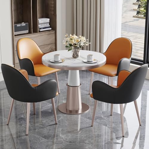 XDAWQP Runder Empfangstisch und Stuhlset für kleine Konferenzräume, 80 cm großer Couchtisch mit 4 Stühlen für die Lounge in Hellgrau und Blau，Orange+Dark Gray One Size von XDAWQP