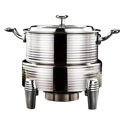 XDAWQP Speisenwärmer, Catering-Buffet-Server und -Heizgeräte – Hot Pot-Buffet-Set aus Edelstahl, Hot Plate-Buffet-Set, für Catering-Events, rund (Silber – 22 cm) von XDAWQP