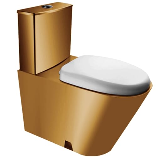 XDAWQP Toilette aus Edelstahl 304, kommerzielle Toilette mit Wassertank, Doppelspül-WC mit hocheffizientem Siphon, kompakter WC-Sitz von XDAWQP
