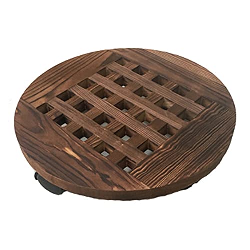 XDAWQP Vase, Bonsai-Ständer, Blumentopf-Tablett Mit Rädern, Pflanzen-Caddy Mit Leicht Beweglichen Lenkrollen, Rundes Bewegliches Pflanzgefäß-Tablett Für Den Innen- Und，Brown-S von XDAWQP