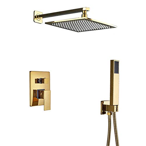 XDAWQP Wasserhahn Bad Duschsysteme Badezimmer Wasserhahn Gold Regendusche Bad Wasserhahn Wandmontage Duschmischbatterie Badezimmer Duscharmatur Duschset, 10 Zoll, 10 Z，10 Inch von XDAWQP