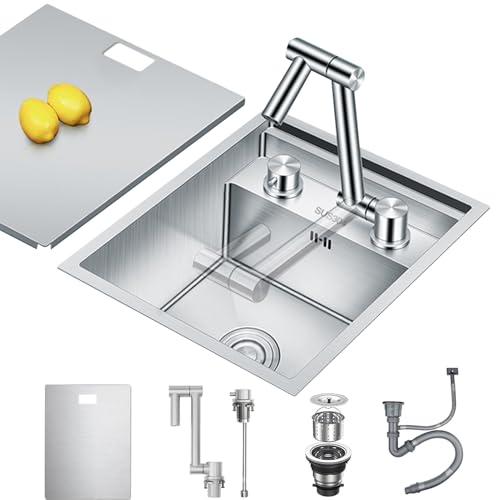 Versteckte verdeckte Küchenspüle mit klappbarem Wasserhahn, versteckter Edelstahl-Unterbau, Arbeitsplatz, Bar, Einzelbecken, Spüle für kleine Küche, Vorbereitungswohnmobil (Silber A, 35 x 45 x 22 cm) Versteckte verdeckte Küchenspüle mit klappbarem Wasserhahn, versteckter Edelstahl-Unterbau, Arbeitsplatz, Bar, Einzelbecken, Spüle für kleine Küche, Vorbereitungswohnmobil (Silber A, 35 x 45 x 22 cm) von XDCXYD