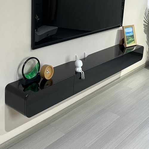 XDCXYD An Der Wand Befestigter Fernsehschrank Für Kleine Wohnungen Schmaler Schwebender Fernsehständer Mit Unterer Klappe Und Schublade(Schwarz,160 * 24 * 18cm) von XDCXYD