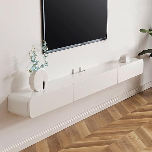 XDCXYD An Der Wand Befestigter Fernsehschrank Für Kleine Wohnungen Schmaler Schwebender Fernsehständer Mit Unterer Klappe Und Schublade(Weiß,120 * 24 * 18cm) von XDCXYD