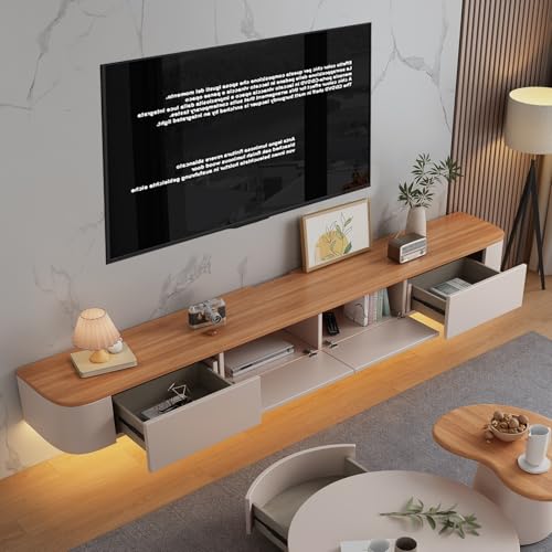 XDCXYD An Der Wand Montierter TV-Schrank Mit Schublade Und Nach Unten Klappbarer Tür Multimedia-Konsole Schwebender TV-Ständer(Wood,220 * 24 * 20cm) von XDCXYD