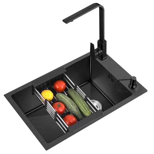 XDCXYD Bar Sink Nano 304 Edelstahl Waschbecken Geschirrspülen Haushalt Mit Quadratischem Wasserhahn Seifenspender(40 * 40cm) von XDCXYD