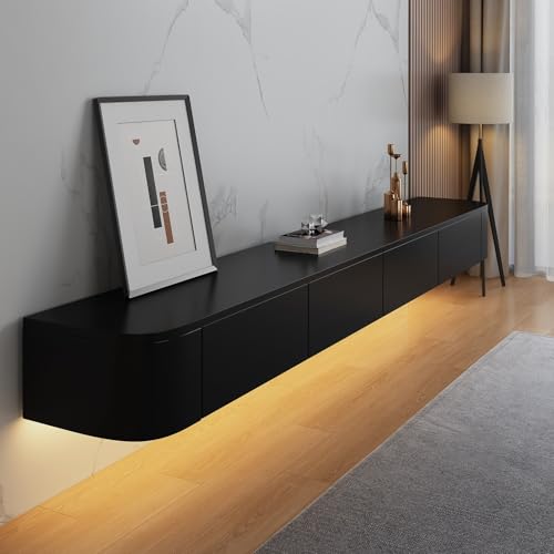 XDCXYD Mehrfarbiger An Der Wand Montierter TV-Schrank Multimedia-Konsole Schwimmender TV-Ständer Mit Schublade(Schwarz,180 * 24 * 20cm) von XDCXYD