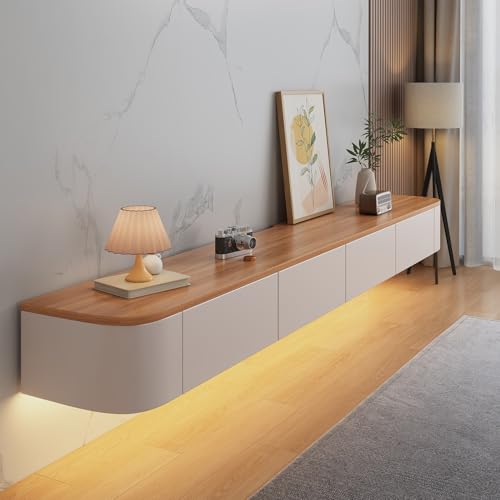 XDCXYD Mehrfarbiger An Der Wand Montierter TV-Schrank Multimedia-Konsole Schwimmender TV-Ständer Mit Schublade(Wood,220 * 24 * 20cm) von XDCXYD